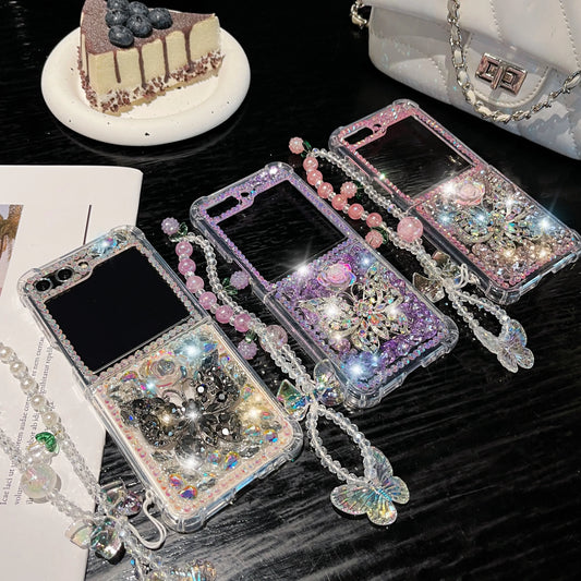 Cute Butterfly Diamond Phone Case For Galaxy Z Flip 5