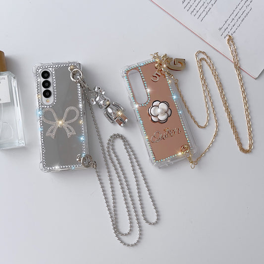 Cute Diamond Mirror Phone Case For Galaxy Z Fold