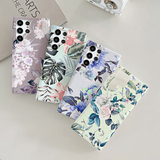 Soft Laser Flowers Phone Case For Samsung Galaxy S22 Series